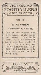 1933 Godfrey Phillips Victorian Footballers (A Series of 75) #51 George Clayden Back